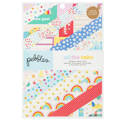 Pebbles All The Cake Single-Sided Paper Pad 6"X8" 18/Pkg-With Gold Foil - PB022076 - 765468060682