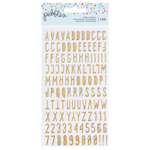 Pebbles All The Cake Puffy Stickers 4"X6" 120/Pkg-Alpha W/Foil Finish - PB022075 - 765468060675