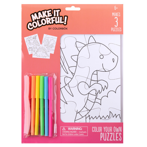 Colorbok Make It Colorful! Color Your Own Puzzles 3/Pkg-Dinosaurs - 34027537 - 765468072869