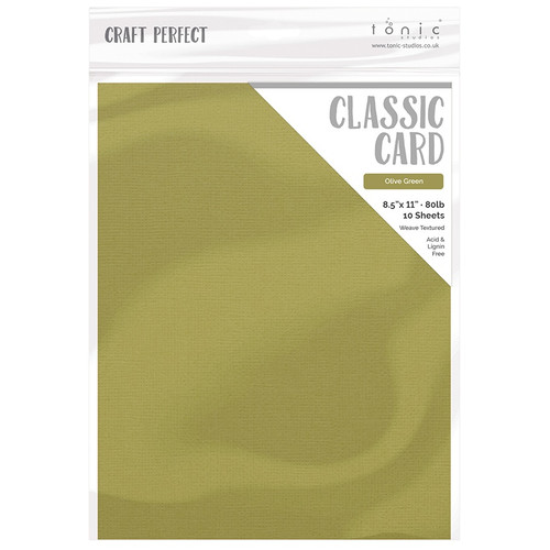 Craft Perfect Weave Textured Classic Card 8.5"X11" 10/Pkg-Olive Green CARD 8-9636 - 818569026368