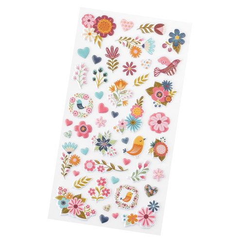 Pink Paislee Joyful Notes Puffy Stickers 47/Pkg-Icons - 34030806