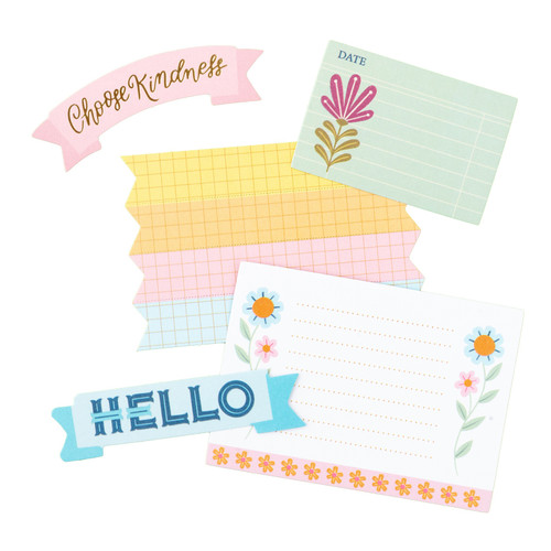Pink Paislee Joyful Notes Ephemera Die-Cuts 61/Pkg-Vellum And Gold Foil Journaling - 34030810