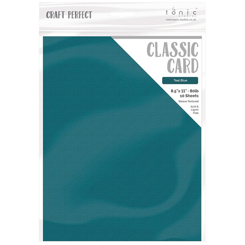 Craft Perfect Weave Textured Classic Card 8.5"X11" 10/Pkg-Teal Blue - CARD 8-9639 - 818569026399