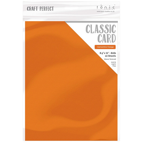 Craft Perfect Weave Textured Classic Card 8.5"X11" 10/Pkg-Clementine Orange - CARD 8-9671 - 818569026719