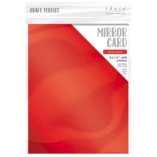 Craft Perfect Satin Mirror Cardstock 8.5"X11" 5/Pkg-Satin -Scarlet Organza - MIRRORS-9486E - 818569024869