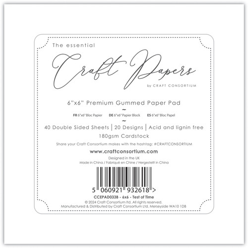 Craft Consortium Double-Sided Paper Pad 6"X6" 40/Pkg-Test Of Time - 5A002FLW-1GH1L Craft Consortium Double-Sided Paper Pad 6"X6" 40/Pkg-Test Of Time - 5A002FLW-1GH1L