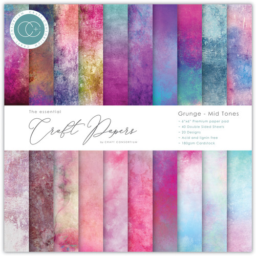 Craft Consortium Double-Sided Paper Pad 6"X6" 20/Pkg-Grunge - Mid Tones - 5A002FLB-1GH0H - 5060921932595