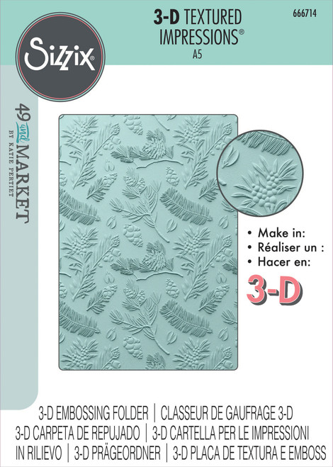 Sizzix 3D Textured Embossing Folder By 49 And Market-Pines - 5A002412-1G7BQ - 630454290094
