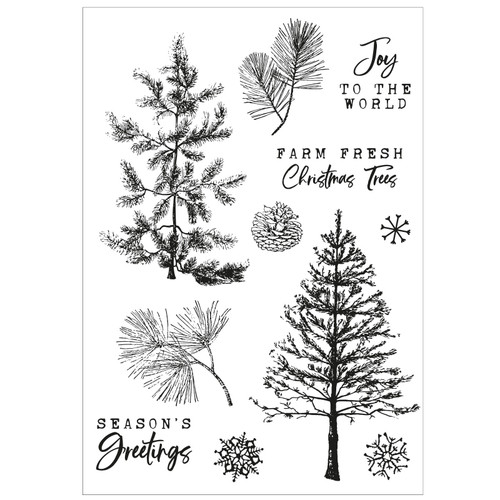 Sizzix A5 Clear Stamps With Framelits Die By 49 And Market-Pine Holidays - 5A002410-1G79Z Sizzix A5 Clear Stamps With Framelits Die By 49 And Market-Pine Holidays - 5A002410-1G79Z