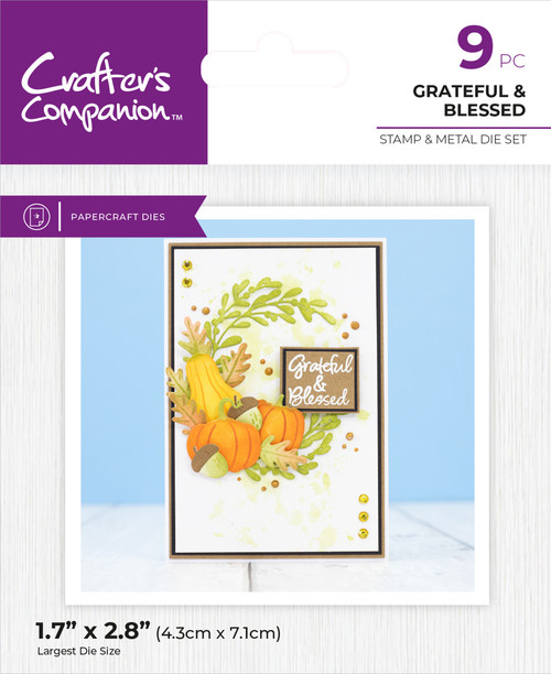 Crafter's Companion Stamp & Dies-Grateful & Blessed, Thanksgiving 5A002C9X-1GFVF - 195094130242