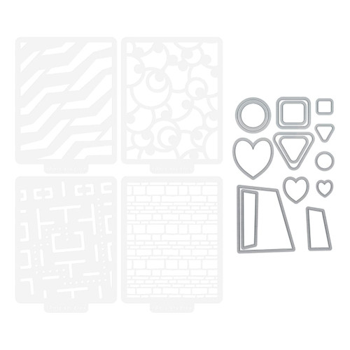 Tonic A5 Die And Stencil Set-Geo Buddies - 5496E Tonic A5 Die And Stencil Set-Geo Buddies - 5496E