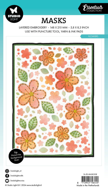 2 Pack Studio Light Essentials 5.83"X8.25" Stencil-Nr. 308, Flowers 5A002BGZ-1GDZX