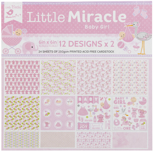 3 Pack - Little Birdie Little Miracle Cardstock Pack 6"X6" 24/Pkg-Baby Girl - CR85094 - 8903236674798 3 Pack - Little Birdie Little Miracle Cardstock Pack 6"X6" 24/Pkg-Baby Girl - CR85094 - 8903236674798