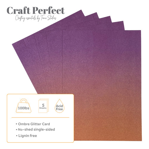 2 Pack - Craft Perfect Ombre Glitter Cardstock 8.5"X11"-Arabian Nights - OMBREGLT-8925E 2 Pack - Craft Perfect Ombre Glitter Cardstock 8.5"X11"-Arabian Nights - OMBREGLT-8925E