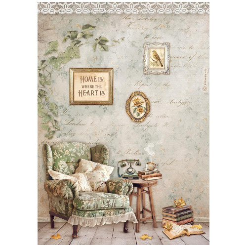 Stamperia Rice Paper Sheet A4-Golden Harmony Chair - 5A002CG8-1GFZP - 5993110037651