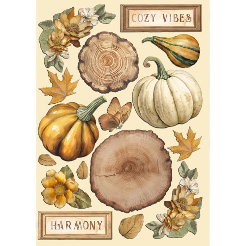 Stamperia Colored Wooden Shapes A5-Golden Harmony Pumpkins 5A002CJ7-1GFZS - 5993110037927