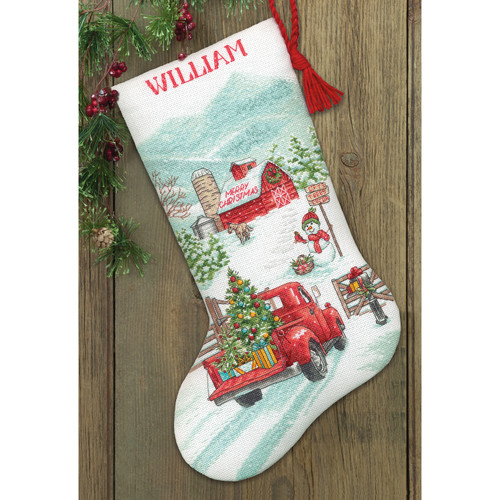Dimensions Counted Cross Stitch Kit 16" Long-Holiday Farm Stocking (14 Count) - 5A002G93-1GHQD Dimensions Counted Cross Stitch Kit 16" Long-Holiday Farm Stocking (14 Count) - 5A002G93-1GHQD