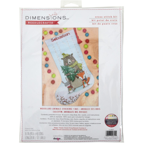 Dimensions Counted Cross Stitch Kit 16" Long-Woodland Animals Stocking (14 Count) - 5A002G8Y-1GHQJ - 088677096212