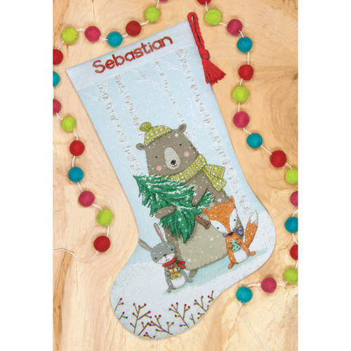 Dimensions Counted Cross Stitch Kit 16" Long-Woodland Animals Stocking (14 Count) - 5A002G8Y-1GHQJ
