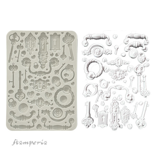 Stamperia Silicone Mold A5-Golden Harmony Keys Handles And Locks 5A002CHT-1GG0X