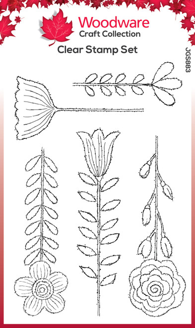 Woodware Clear Stamps 4"X6"-Singels Blooms For Birds Flower Stems - 5A002GJP-1GJ24 - 5055305990933