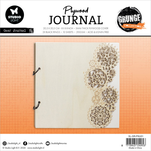 Studio Light Grunge Plywood Journal 8"X8"-Nr. 07, Gear Journal 5A002GSM-1GJ8Z