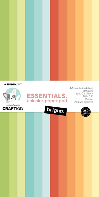 Studio Light Essentials Unicolor Paper Pad 5.9"X11.81"-Nr. 255, Brights - 5A002GNY-1GJ76 - 8713943155615