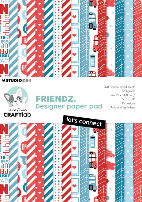 Studio Light Friendz Paper Pad 8.25"X5.83" 24/Pkg-Nr. 263, Let's Connect - 5A002GS0-1GJ6Y - 8713943156391