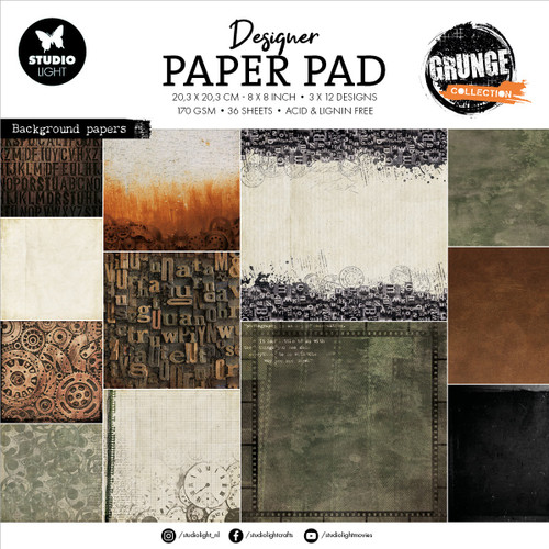 Studio Light Grunge Paper Pad 8"X8" 36/Pkg-Nr. 243, Backgrounds - 5A002GT3-1GJ6Q - 8713943154854