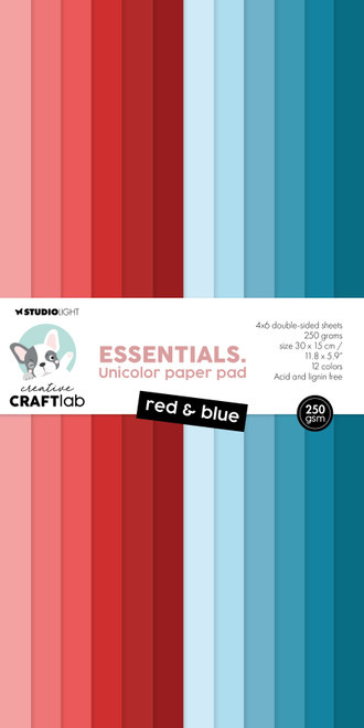 Studio Light Essentials Unicolor Paper Pad 5.9"X11.81"-Nr. 262, Red & Blue - 5A002GRF-1GJ96 - 8713943156384