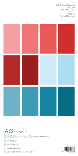 Studio Light Essentials Unicolor Paper Pad 5.9"X11.81"-Nr. 262, Red & Blue - 5A002GRF-1GJ96 Studio Light Essentials Unicolor Paper Pad 5.9"X11.81"-Nr. 262, Red & Blue - 5A002GRF-1GJ96