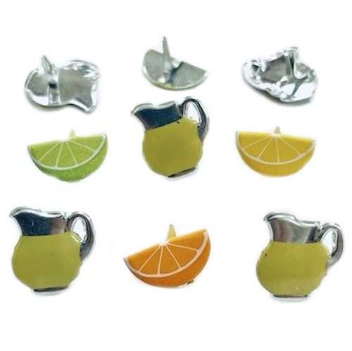 Eyelet Outlet Shape Brads 12/Pkg-Lemonade & Fruit Slices - QBRD2-1GJ2V - 810787025956