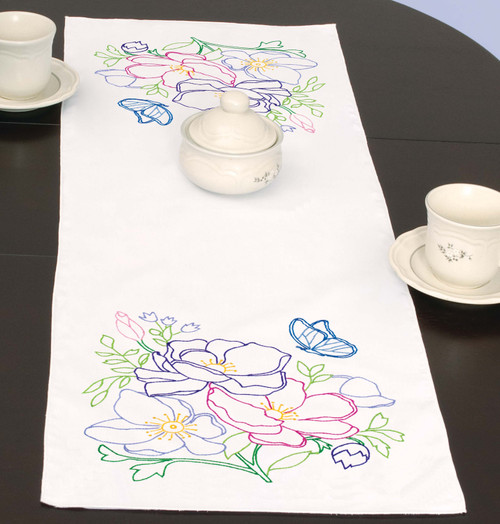 Jack Dempsey Stamped Table Runner/Scarf 15"X42"-Wildflowers - 5A002GF5-1GHY7 Jack Dempsey Stamped Table Runner/Scarf 15"X42"-Wildflowers - 5A002GF5-1GHY7