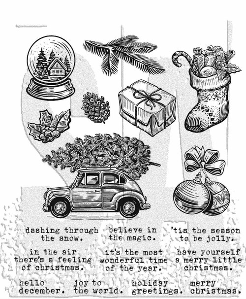 Tim Holtz Cling Stamps 7"X8.5"-Home For Christmas - CMS-LG-1GHV1 - 732388252732