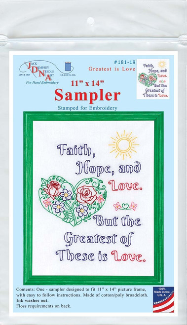 4 Pack - Jack Dempsey Stamped White Sampler 11"X14"-The Greatest Is Love - 5A002GF0-1GHY8 - 013155130195