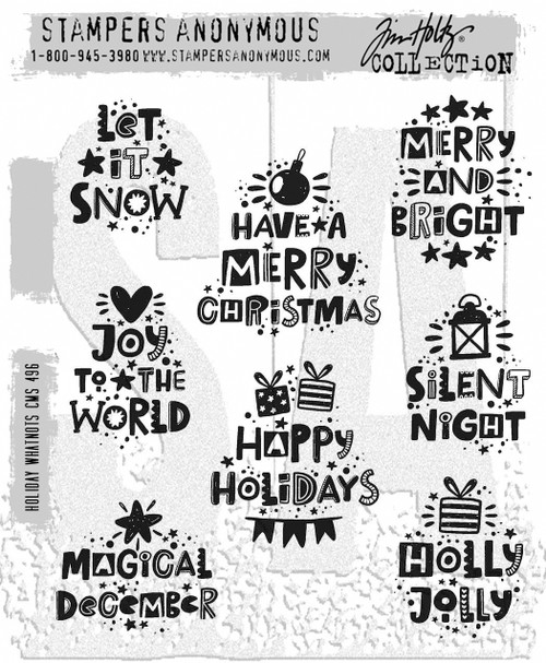 Tim Holtz Cling Stamps 7"X8.5"-Holiday Whatnots - CMS-1GHV4