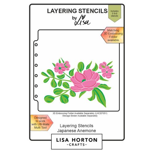 Lisa Horton Crafts Layering Stencils-Japanese Anemone - 5A002G38-1GHLQ - 792816355985