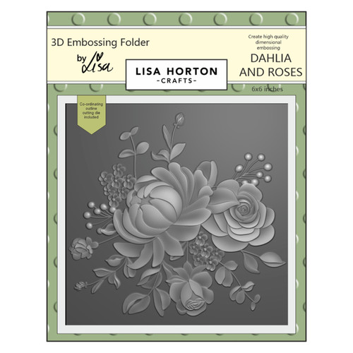 Lisa Horton Crafts Embossing Folder 6"X6"-Dahlia And Roses - 5A002G2X-1GHKH - 792816355879