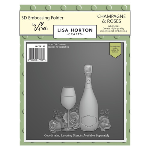 Lisa Horton Crafts Embossing Folder 6"X6"-Champagne And Roses - 5A002G4D-1GHKQ - 632793477884