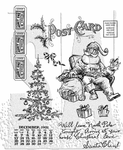 Tim Holtz Cling Stamps 7"X8.5"-Santa Visit - CMS-LG-1GHTY - 732388252930