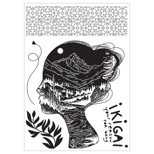 Sizzix Clear Stamp Set 5/Pkg W/Stencils 3/Pkg By Cat Kerr-Ikigai - 5A002BLH-1GF32