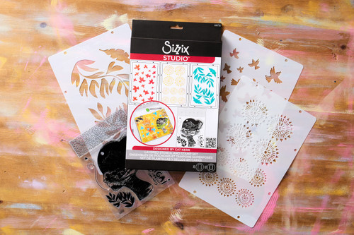 Sizzix Clear Stamp Set 5/Pkg W/Stencils 3/Pkg By Cat Kerr-Ikigai 5A002BLH-1GF32