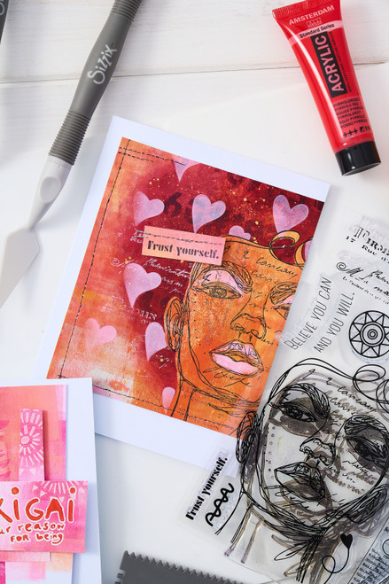 Sizzix Clear Stamp Set 5/Pkg W/Stencils 3/Pkg By Cat Kerr-Ikigai - 5A002BLH-1GF32