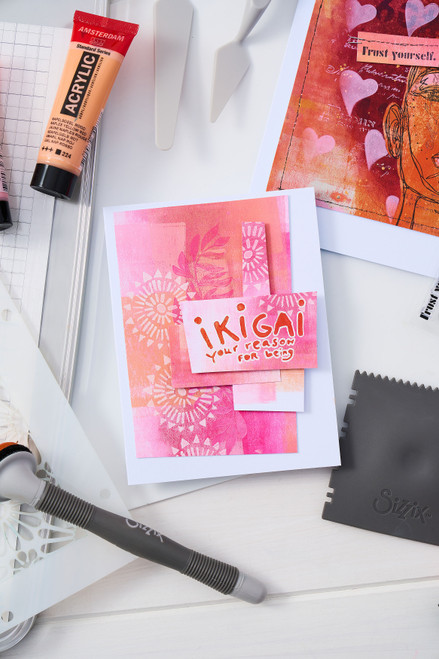 Sizzix Clear Stamp Set 5/Pkg W/Stencils 3/Pkg By Cat Kerr-Ikigai - 5A002BLH-1GF32