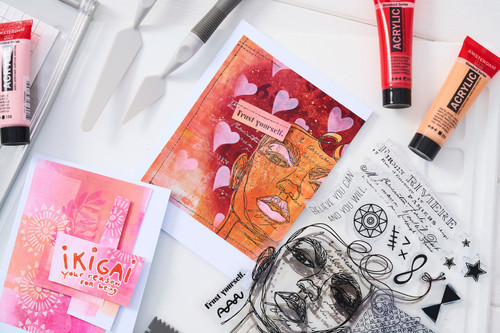 Sizzix Clear Stamp Set 5/Pkg W/Stencils 3/Pkg By Cat Kerr-Ikigai - 5A002BLH-1GF32