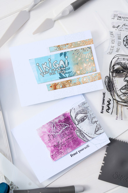 Sizzix Clear Stamp Set 5/Pkg W/Stencils 3/Pkg By Cat Kerr-Ikigai - 5A002BLH-1GF32