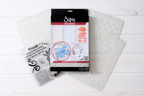 Sizzix Clear Stamp Set 7/Pkg W/Stencils 3/Pkg By Cat Kerr-Create - 5A002BLL-1GF33