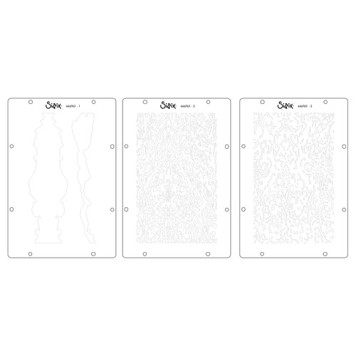 Sizzix Clear stamp Set 14/Pkg W/ Stencils 3/PKg By Vic Von S-Ornate - 5A002BLK-1GF35 - 630454290513