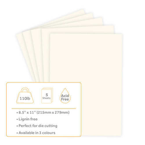 Craft Perfect Smooth Cardstock 8.5"X11" 5/Pkg-Ivory - 9933E