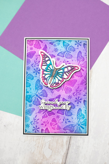 Crafter's Companion 3D Embossing Folder, Die & Acrylic Stamp-Splendid Butterflies 5A002G01-1GHDS